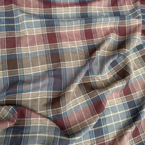 Plaid linen fabric by the yard
