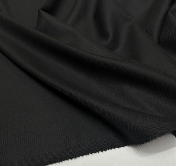 Black Worsted Wool fabric by the yard