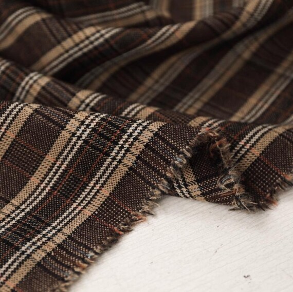 Plaid Wool fabric by the yard
