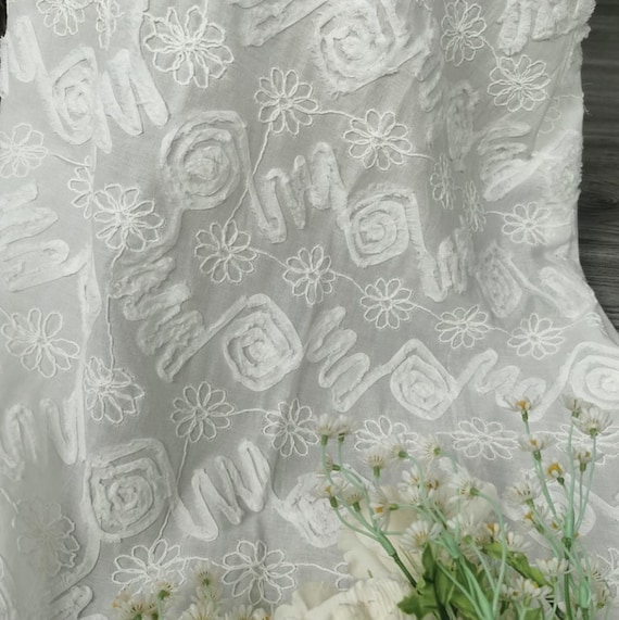 Embroidery cotton fabric By the yard