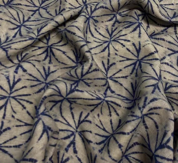 Print floral linen fabric by the yard