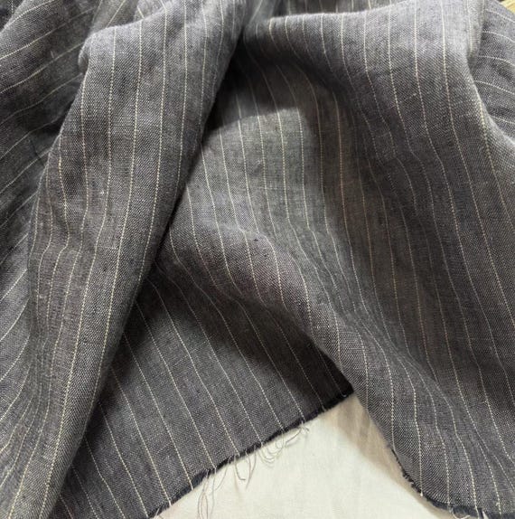 Striped linen fabric by the yard
