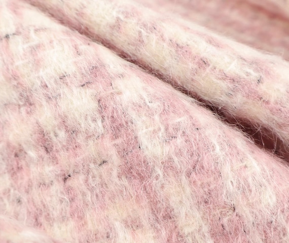 Plaid alpaca wool fabric by the yard