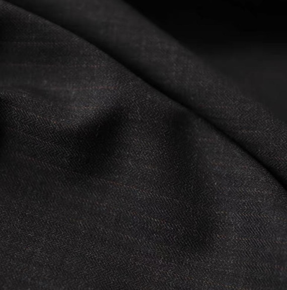 Herringbone Worsted Wool Fabric by the yard