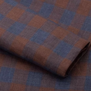 Yarn dyed plaid checks gingham checkered linen fabric by the yard