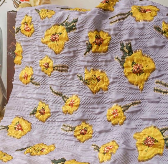 Jacquard floral fabric by the yard