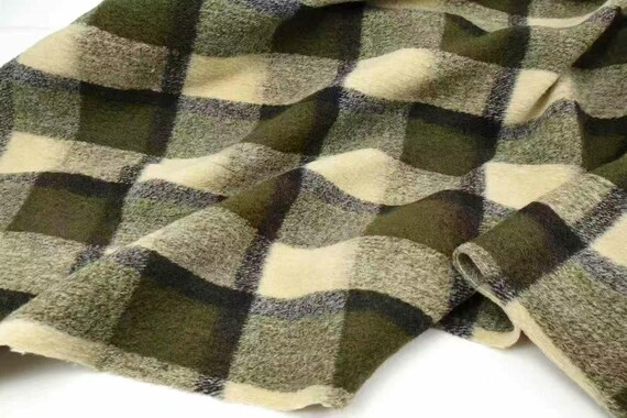 Plaid Knit wool fabric by the yard