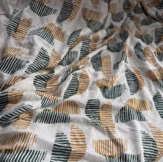 Print Knit linen jersey fabric by the yard