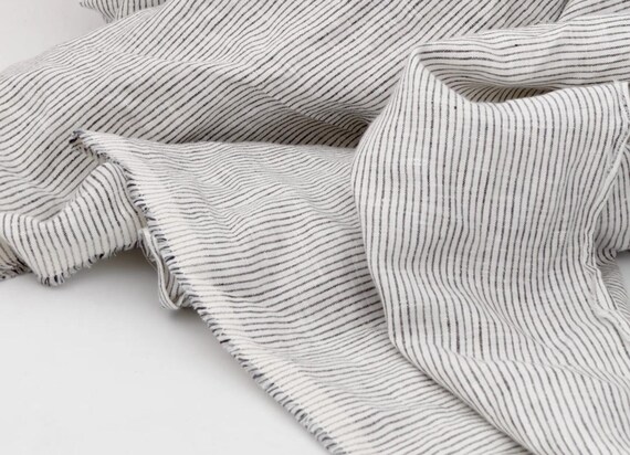 Extra Wide Striped Linen Fabric by the yard for Bedding Duvet Sheets Garments 110'' Wide