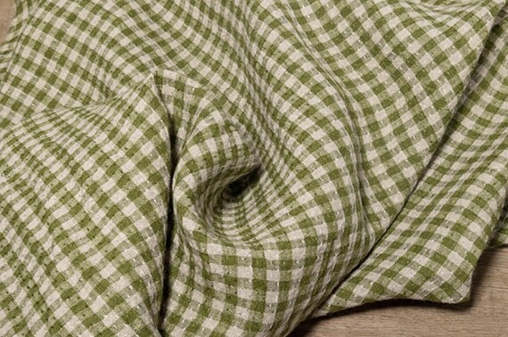 Jacquard plaid linen fabric by the yard