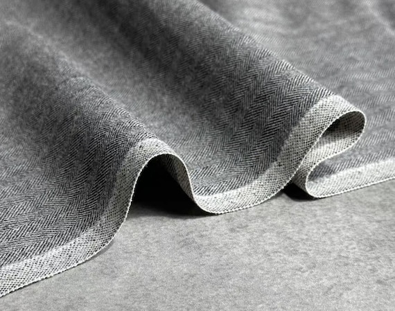 Herringbone wool fabric by the yard