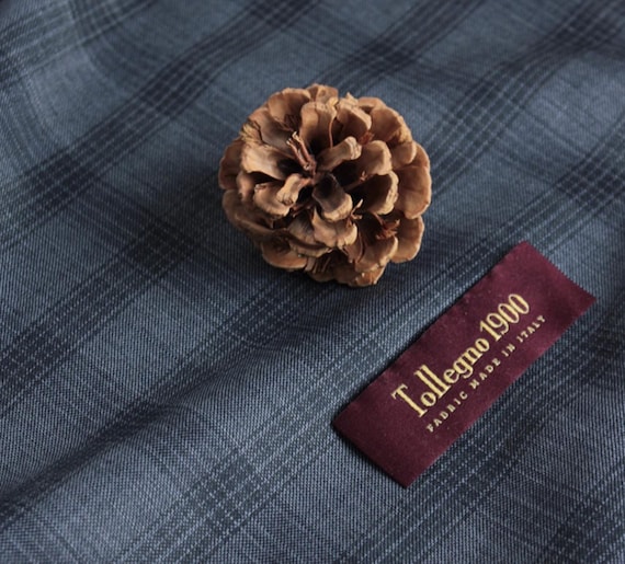 Italian Fabric Plaid Worsted Wool fabric by the yard for Suiting