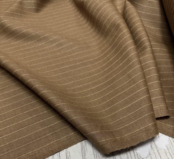 Striped Worsted wool fabric by the yard