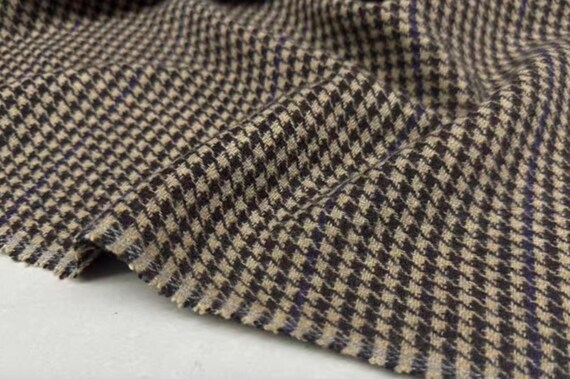 Houndstooth wool fabric by the yard