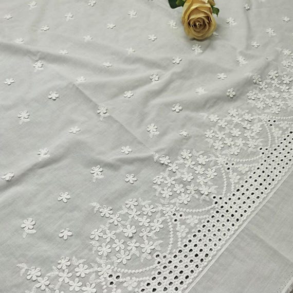 Embroidery cotton fabric by the yard