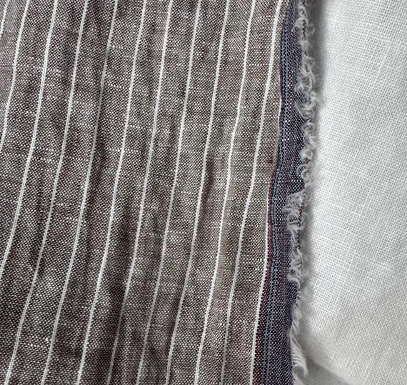 Striped linen fabric by the yard