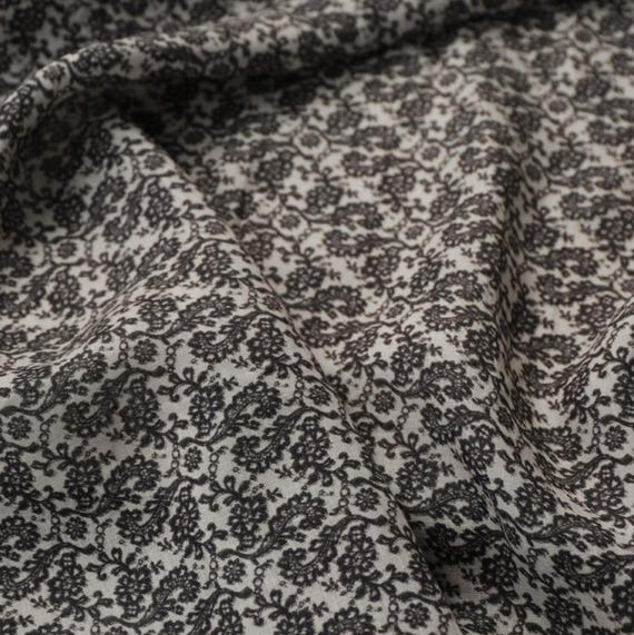 Print floral linen fabric by the yard
