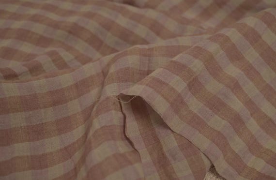 Plaid Linen Fabric - Grid Gingham Checkered Linen By The Yard