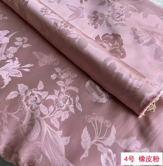 Jacquard floral silk fabric by the yard