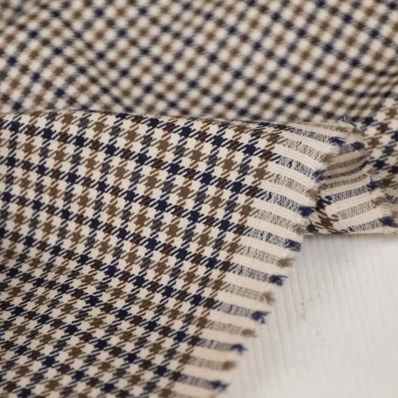 Plaid Worsted Wool fabric by the yard