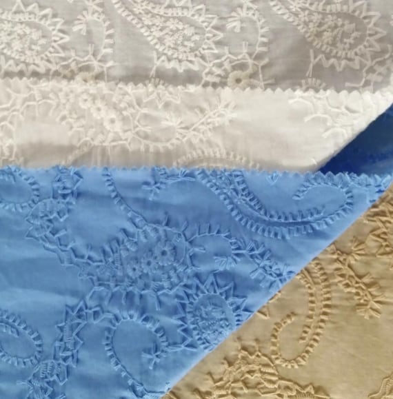 Embroidery cotton fabric By the yard