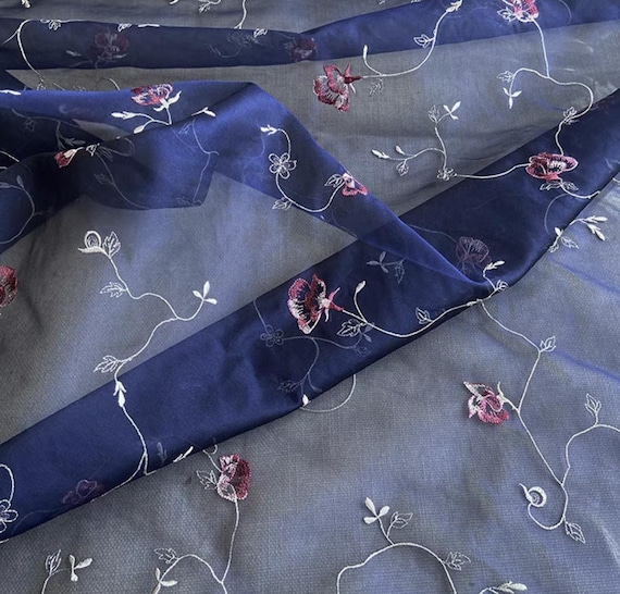 Embroidery Organza silk fabric by the yard