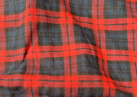 Plaid linen fabric by the yard