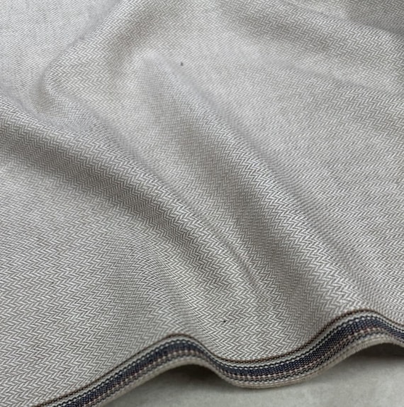 Herringbone linen fabric by the yard