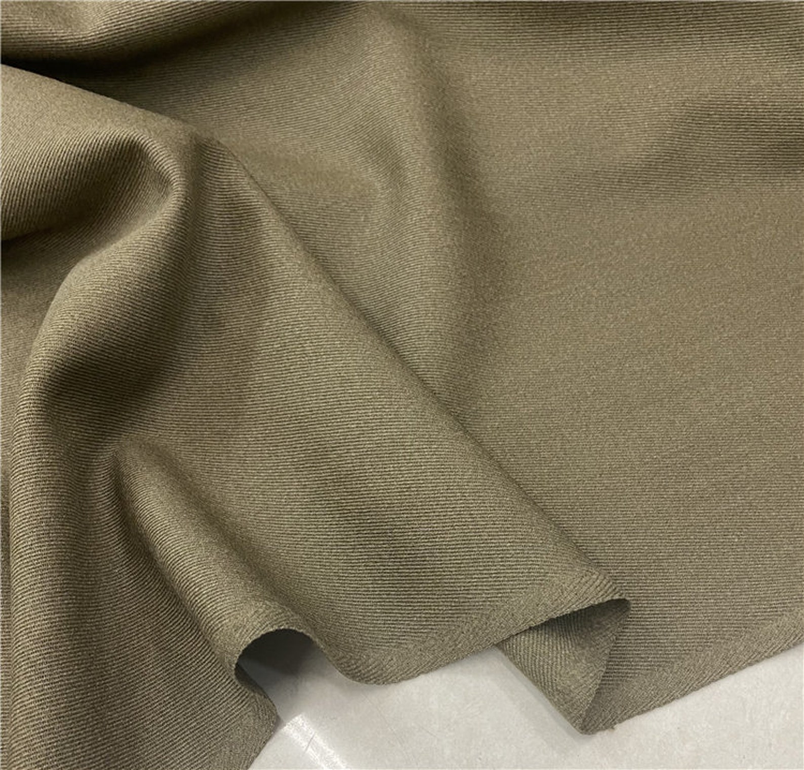 Green virgin wool fabric by the yard Etsy