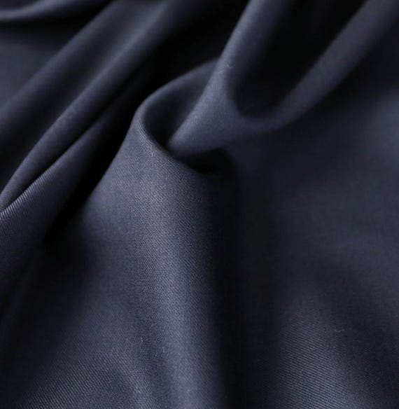 Navy Worsted Wool fabric by the yard