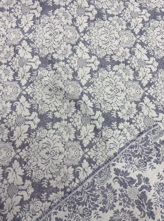 Jacquard Floral Linen Cotton Fabric By The Yard