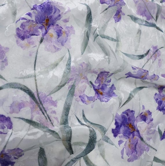 Floral velvet silk fabric by the yard