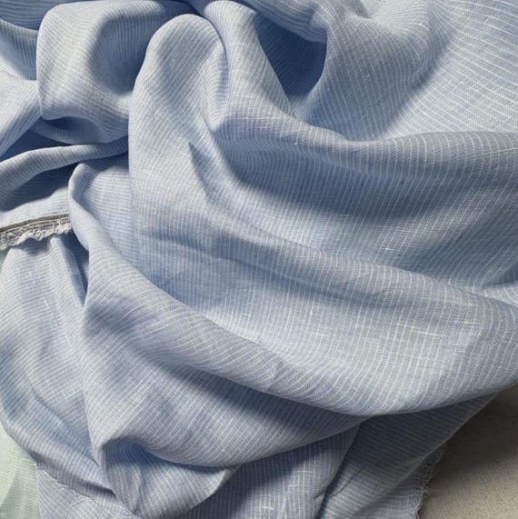 Striped linen fabric by the yard