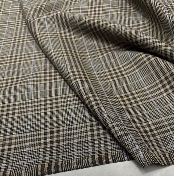 Plaid worsted wool fabric by the yard