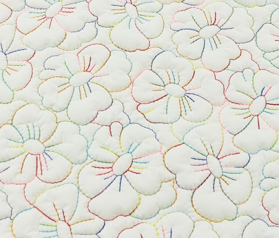 Embroidered Textured quilted padded fabric by the yard