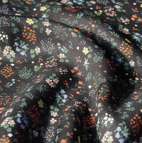 Digital print floral ramie fabric by the yard for blouses, dresses,  skirts, clothes fabric