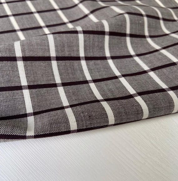 Plaid worsted wool fabric by the yard