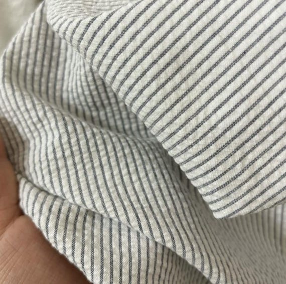 Textured striped linen cotton fabric, Sold by yard
