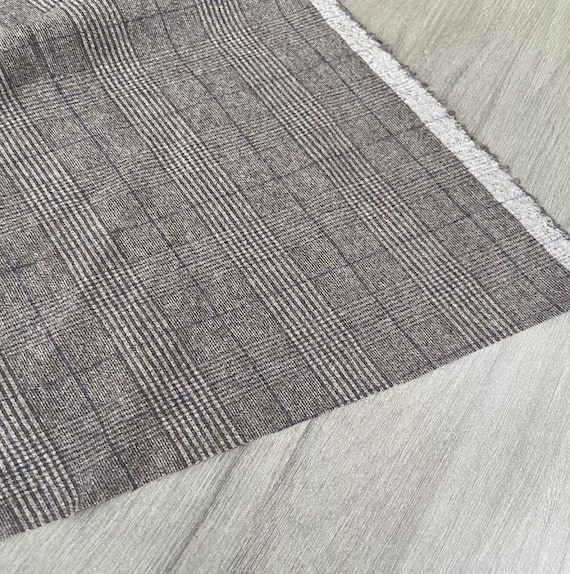 Plaid wool fabric by the yard