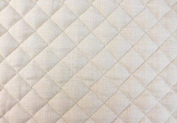 Embroidered Textured linen quilted padded fabric by the yard
