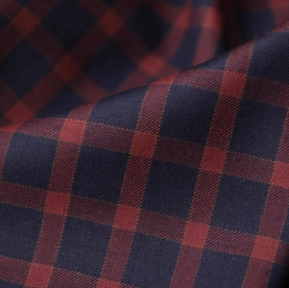 Plaid Worsted Wool fabric by the yard