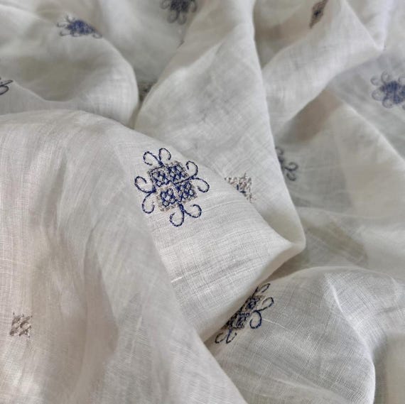 Embroidery ramie fabric by the yard