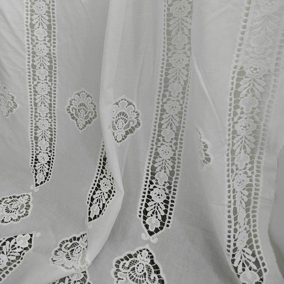 Embroidery cotton lace fabric By the yard