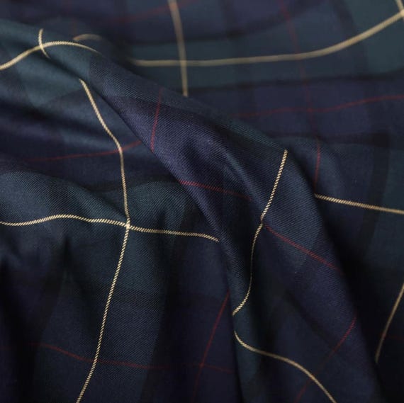 Plaid cotton fabric by the yard