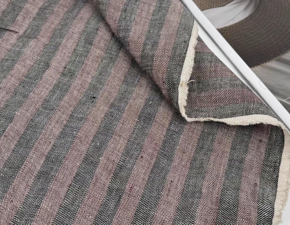 Striped linen fabric by the yard