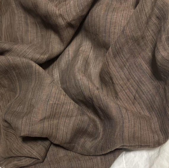 Striped linen fabric by the yard