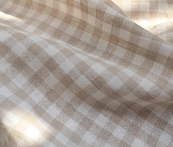 Extra Wide Yarn Dyed Plaid linen fabric by the yard 280cm/110'' Wide - Apparel Bedding Curtains