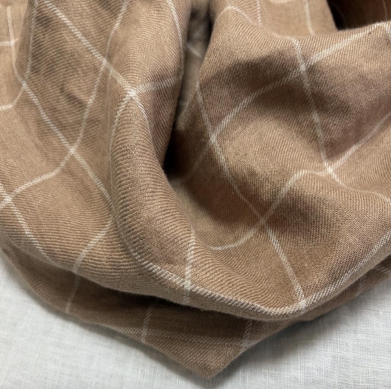 Plaid linen fabric by the yard