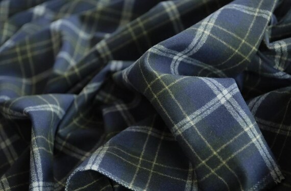 Plaid wool fabric by the yard
