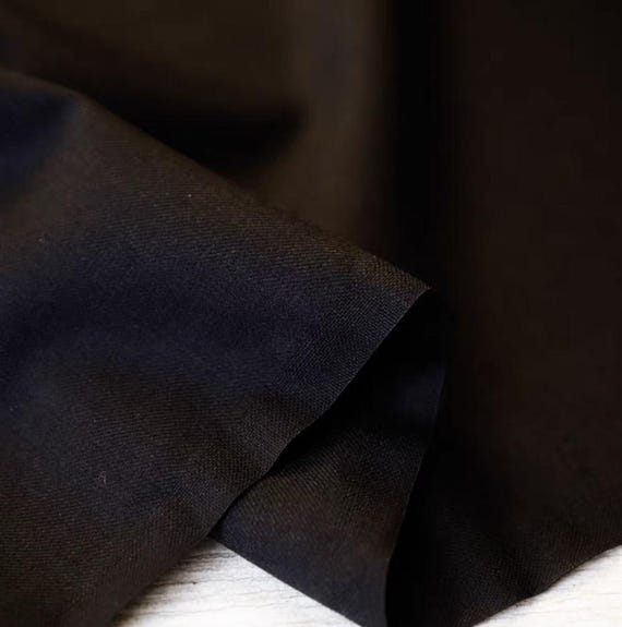 Black Worsted Wool fabric by the yard SUITING Fabric
